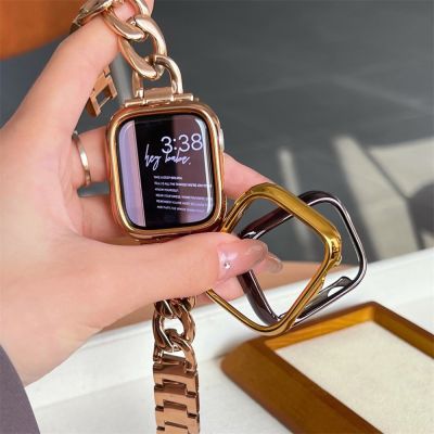 Plating Case Cover For Apple Watch Band 41mm 45mm 42mm 38mm 40mm 44mm For iWatch 8 7se 6 5 4 3 2 1 Metal Frame Protective Case Nails  Screws Fasteners