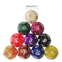 +‘； 10Pcs Wood Dice 12 Sided Dice 18Mm Digital Number Cubes Round Coener For Kid Educational Toys DIY Board Games Dice D12