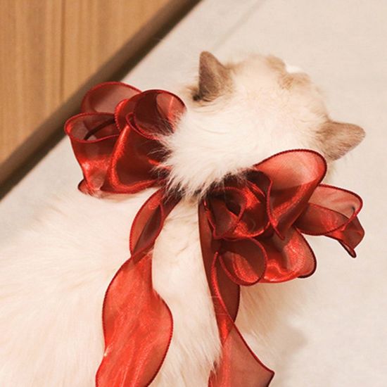 Nalian yorkie vải xô lụa lông dài cho chó mèo thắt nơ băng đô trang trí cổ - ảnh sản phẩm 1