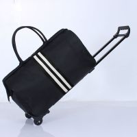 【LZ】۞❁▬  Mala de nylon dobrável para viagem mala de cabine dobrável com rodas bolsa listrada impermeável sacos de viagem masculinos XA225C novo