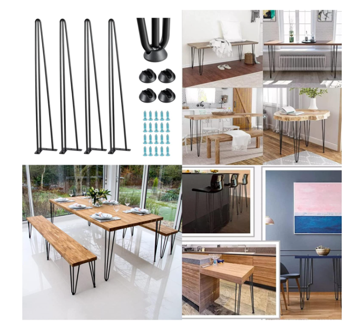 4pcs Metal Hairpin Table Leg Stand Heavy Duty Iron Coffee Table Foot