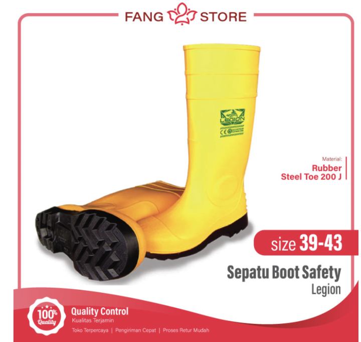 Sepatu Boot Rubber Safety Legion Karet Ujung Besi Steel Toe Proyek Lazada Indonesia 0894