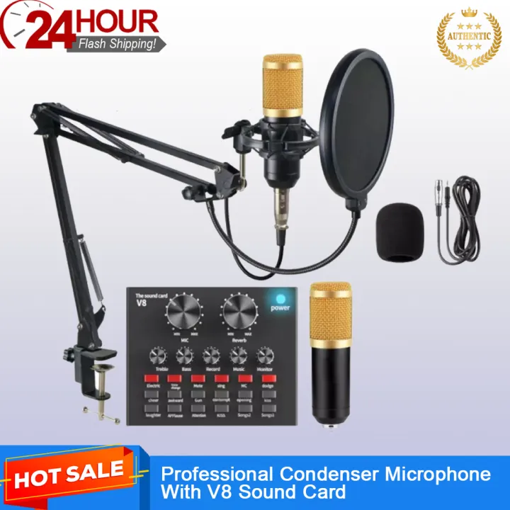 Professional Microphone with V8 Sound Card Full Set for Studio