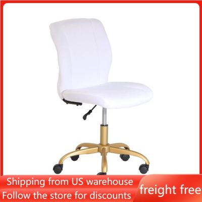 เก้าอี้โต๊ะเฟอร์นิเจอร์หมุนได้สำหรับผ่อนคลายทำจากคอมพิวเตอร์ Gratis Ongkir กำมะหยี่ขนยาวสีขาวแบบเก้าอี้สำนักงาน