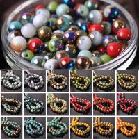 30pcs Round 8mm Half Plated Opaque Glass Loose Spacer Beads Wholesale Lot for Jewelry Making DIY Crafts Findings