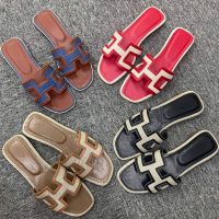 【high quality】original Hermesˉ womens fashion casual outer wear new flat slippers summer new style womens shoes slippers for women slides outside wear sandals for women