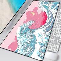 ㍿△ Pink Great Wave Mousepad Cute Laptop Mats Playmat Big Art Mouse Pad Rubber Deskmat PC Computer Gaming Accessories Free Shipping