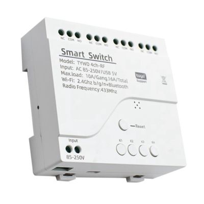 2X Tuya Smart Wifi Motor Switch Module RF 433 Radio Remote Control 4CH Inching Relay for Alexa Google, 4CH AC85-250V