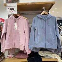 Uniqloท็อปคาร์ดิแกนเสื้อมีฮู้ดสีบริสุทธิ์แจ็คเก็ตผ้าขนแกะมีซิปสำหรับผู้หญิง449856/444543/443463