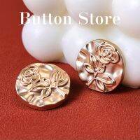 10Pcs 15/20mm Relief Rose Metal Buttons Retro Simple Flower Golden Button Sweater Shirt Decorative Buckle