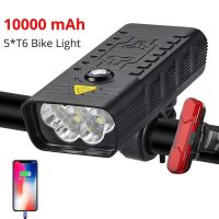 5T6ไฟจักรยานหน้า10000Mah 3000 Lumens จักรยานไฟฉายไฟชาร์จusb ทรงพลังหลอดไฟ MTB ไฟท้ายไฟหน้ารถมอเตอร์ไซค์แบบ LED