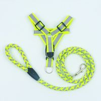 Reflective Dog Harness Leash Set Braided Traction Round Rope Large Medium Small Dog Chain Night Out Luminous Harness For Dogs Leashes