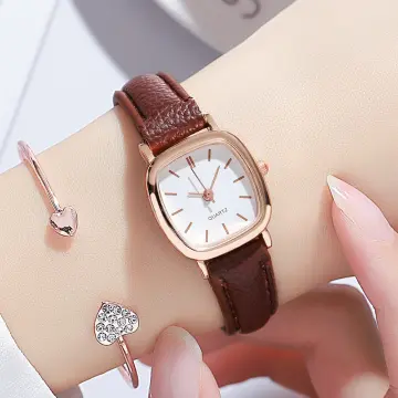 Kimio Heart Gem Thin Strap Wrist Watches
