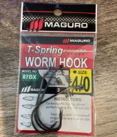 เบ็ด หนอน + สปริง Maguro 87B/BX T-Spring ตัวเบ็ด เกี่ยวหนอนยาง กบยาง หรือหนอนผิวน้ำ Heavy cover ตกช่อน ชะโด Worm Hook เบอร์ 3/0- 5/0 แข็งพิเศษ ซองละ3ตัว ตะขอตกปลา