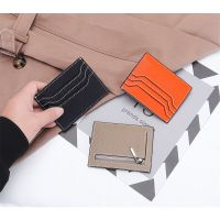 Genuine Leather Small Short Wallet Card Holder Bag Students Cowhide ID Credit Bank Business Clip Case Coin Purse For Men Women Card Holders