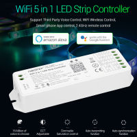 【✲High Quality✲】 122cc store Miboxer 2.4G Wifi 15a 5 In 1ตัวควบคุมไฟ Led Wl5สำหรับ Single Color CT Rgb Rgbw Rgbct แถบไฟ Led รองรับ Amazon Alexa Voice