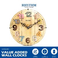 นาฬิกาแขวนผนัง RHYTHM นาฬิกาติดผนัง นาฬิกาแขวนไม้ ตัวเลขหลากสี ขนาด 30 ซม.