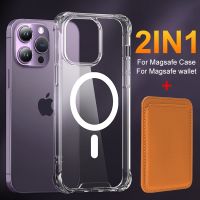 [Small M trend phone case]Magsafe เคสสำหรับ iphone iPhone โทรศัพท์แม่เหล็กใสของแท้,14 13 11 12 Pro Max Plus สำหรับ Magsafe กระเป๋าสตางค์หนังเครื่องประดับ