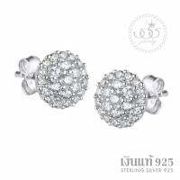 555jewelry ต่างหู เงินแท้  ดีไซน์ต่างหูเพชรสวิส เครื่องประดับ ต่างหูแฟชั่น Sterling Silver 925 Fashion Jewelry Women Earrings ดีไซน์ ต่างหูแป้น แบบคลาสสิคสวยเป็นประกาย ฝังเพชรสวิส CZ รุ่น MD-SLER072