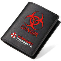 Danger Wallet Umbrella Design Purse Warning Game Short Long Size Leather Cash Case Money Notecase Change Burse Bag Card Holders