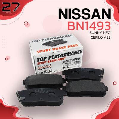 ผ้าเบรค หลัง NISSAN SUNNY NEO 1.8 03-11 / SUPER NEO 03-11 CEFIRO A33 00-ON  / - TOP PERFORMANCE - BN 1493 - ผ้าเบรก นิสสัน ซันนี่ นีโอ เซฟิโร่ AY060-NS037