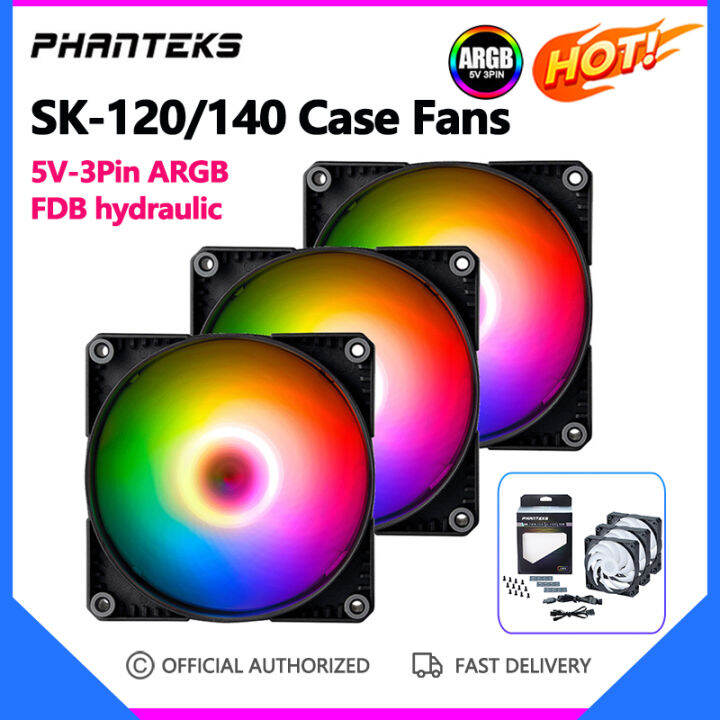 Phanteks SK120 140mm Case Cooling Fan 5V3Pin ARGB Hydraulic Shaft 4pinPWM 1500 rpm Cooler