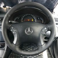 Hand Sewing Non-Slip Black Artificial Leather Customized Car Steering Wheel Braid Cover For Mercedes Benz W203 C-Class 2001-2007 Steering Wheels Acces