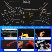 ชุดแสงไฟเบอร์ออปติก RGB ภายในรถ LED ไฟแบบล้อมรอบพร้อมแอปควบคุมเพลงแถบไฟนีออนตกแต่งบรรยากาศอัตโนมัติใหม่ลดราคา
