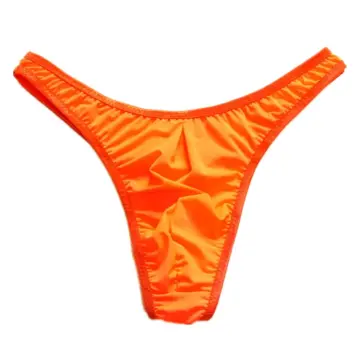 Mens Sexy Ice Silk Thong No Show Underwear With Front Cock Holes