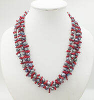 3 rows natural Baroque pearls and irregular natural coral necklaces. The most classic bridesmaid wedding necklace