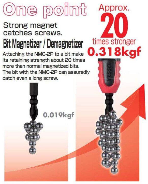 Vessel (Japan) NMC-2P Screwdriver Bit Magnetizer Demagnetizer for 6 ...