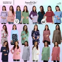 SummerGlitz Maternity &amp; Nursing BowKnot Cute Blouse Baju Mengandung Menyusu Muslimah Lengan Panjang Dress