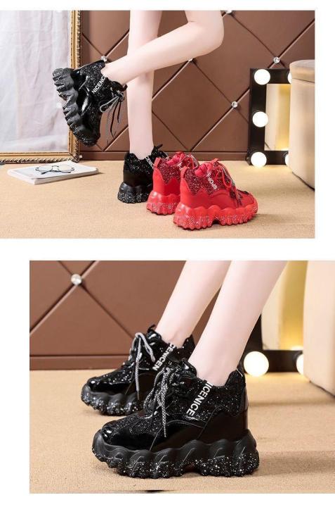 ranger-store-2021-ใหม่-เทรนด์แฟชั่นเกาหลี-เลื่อม-น้ำหนักเบา-พื้นหนา-เพิ่มรองเท้ากีฬาผู้หญิง-รองเท้าลำลองผู้หญิง