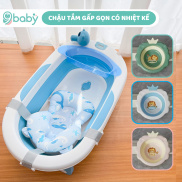 Thau tắm gấp gọn cho bé từ sơ sinh đến 8 tuổi 9BABY Có nhiệt kế - kèm chậu