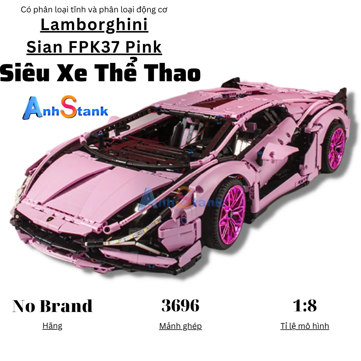 Mô hình siêu xe lắp ráp technic Lamborghini Sian FKP37 Pink tỉ lệ ...