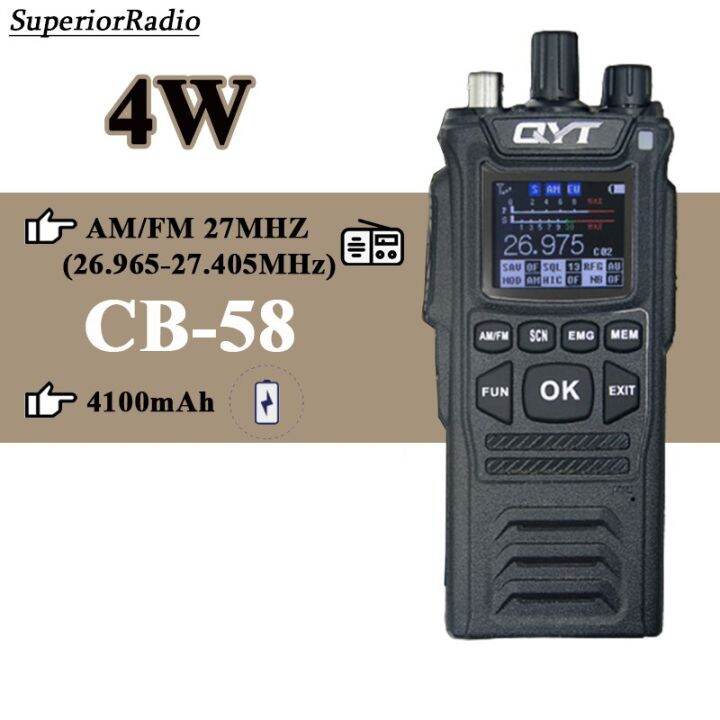 QYT CB-58 Walkie Talkie AM/FM 27Mhz CB Radio 4W 26.965-27.405Mhz 40 ...