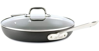 All-Clad HA1 Hard Anodized Nonstick Frying Pan with Lid, 12 Inch Pan Cookware, Medium Grey - 12" Induction Base Frying Pan