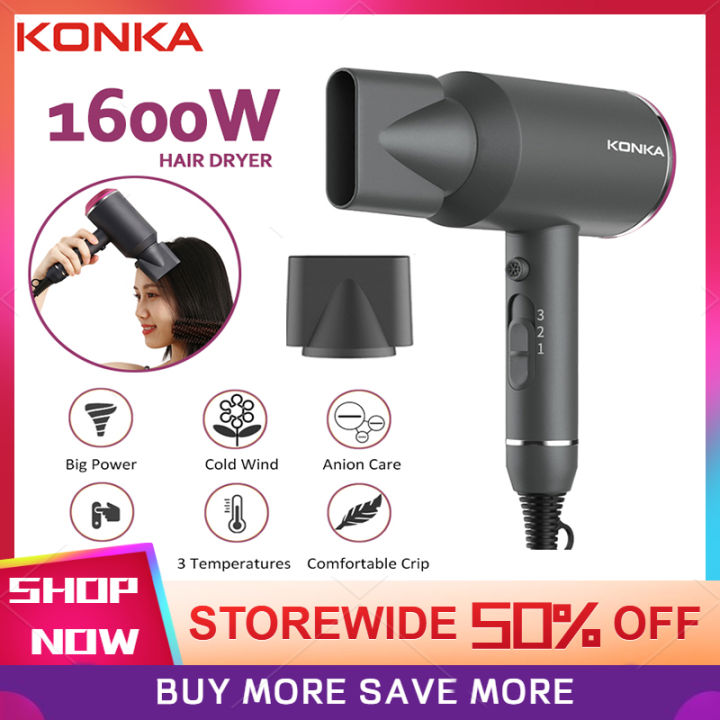 kONKA Hair Dryer Portable1600W Travel Hair Dryer Blu-ray does not hurt hair  Strong Wind Pengering Rambut Hairdryer | Lazada