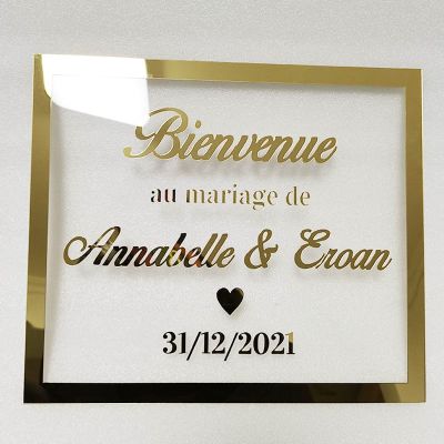 【YF】 Personalized Wedding Sign Custom Name and Date Mirror Frame Babyshower