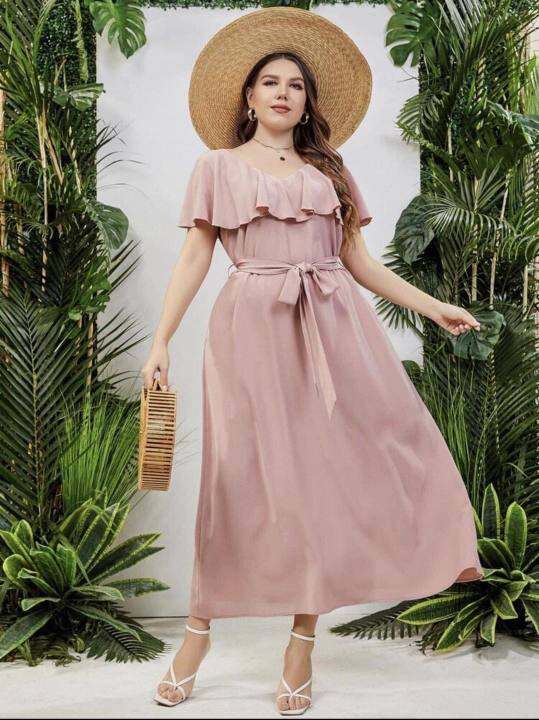 Maria Bangkok casual and semi formal chiffon long dress plain color  freesize up to xl | Lazada PH