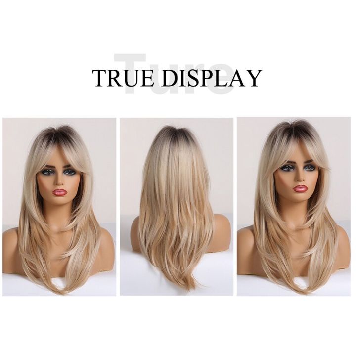 synthetic-wigs-for-women-layered-brown-blonde-ombre-wigs-with-bangs-blonde-highlight-cosplay-wig-heat-resistant