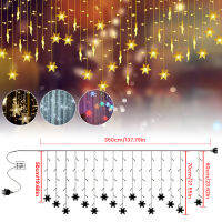 Curtain String Lights snowflakes Electric Fairy Twinkle Night Light Waterproof Christmas window โคมไฟติดผนังงานแต่งงานห้องนอน decord