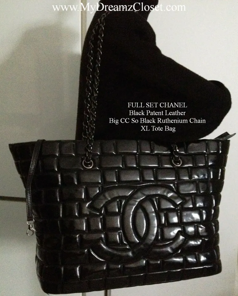 SOLD - FULL SET CHANEL Black Patent Leather Big CC So Black