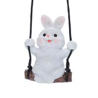 Swinging Animal for Car Super Cute Swinging Bunny Car Mirror Hangings Ornament Rear View Mirror Pendant Cute Swinging Bunny Car Ornament Dashboard Decorations for Women liberal