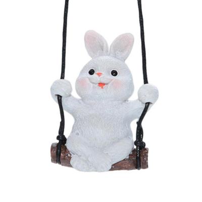 Car Hangings Ornament Rabbit Car Mirror Hangings Accessories Rear View Mirror Pendant Cute Swinging Bunny Car Ornament Dashboard Decorations for Women refined