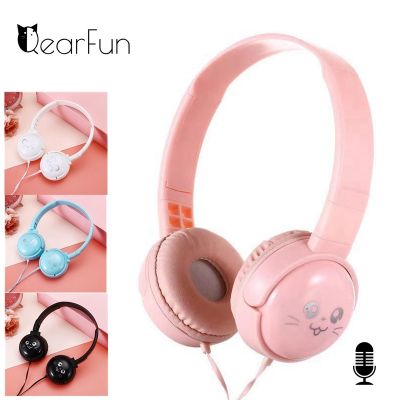 【CC】☬♠■  Childrens Headphones Kids with Mic 3.5mm jack Stereo Music Headset Gamer Cell Laptop