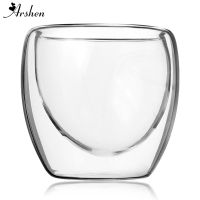 ❃♞♧ Arshen 80ml Double Wall Glass Clear Handmade Heat Resistant Mini Tea Drink Cups Healthy Drink Mug Coffee Cups Insulated Glass