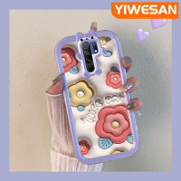 เคส Chenyyka สำหรับ Xiaomi MI Redmi 9 Prime Poco เคส M2แฟชั่น3D ลายดอกไม้สายรุ้งสีสันสดใสเลนส์กล้องถ่ายรูปป้องกันสัตว์ประหลาดน้อยน่ารักเคสมือถือกันกระแทกและรอยขีดข่วน