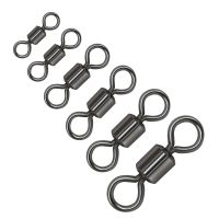 【LZ】☇◑  50PCS Black 8 Shape Rolling swivel Fishing Swivel Snap Hook Connector Double Solid Ring  Fishing Accessory Terminal Tackle