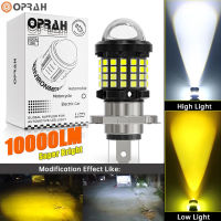 ✅Oprah ไฟ LED สว่างพิเศษ,1ชิ้นสำหรับรถจักรยานยนต์ H4ไฟหน้า12V-60V 10000LM BA20D ไฟหน้ามอเตอร์หลอดไฟหน้าสีขาว/สีเหลือง Canbus